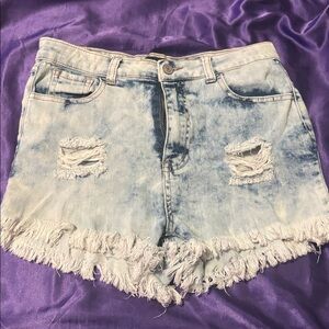 Stylish Light Blue Distressed Jean Shorts